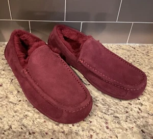 Ugg Mens Sz 8 M Ascot Suede Slipper Wild Grape M/1101110 Fur Lined MSRP $120 NEW - Picture 1 of 7