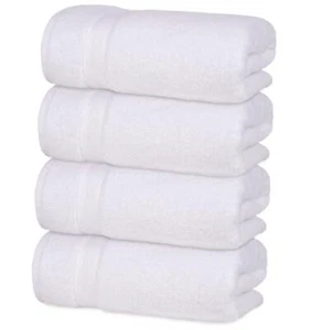 Quick-Dry, Soft & High Absorbent Bath Towels 27"x54" 4 Piece Bath Towel White - Picture 1 of 7