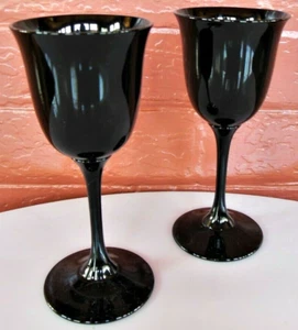 Reynolds Glas 2 Midnight Halo schwarz Bleikristall 5 oz Weingläser 2 3/4" Sockel - Bild 1 von 6