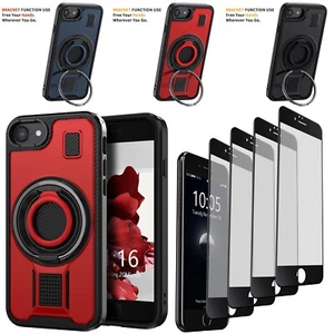 Ring Stand Phone Case Rugged Cover / Tempered Glass For iPhone SE 2020/SE 2022 - Picture 1 of 32