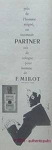 PUBLICITE F. MILLOT EAU DE COLOGNE PARTNER POUR HOMME DE 1960 FRENCH AD VINTAGE - Picture 1 of 1