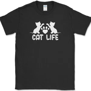 Cat Life T-Shirt Funny Kitten Animal Pet Humor Gift Humor Novelty Text Tee - Picture 1 of 10