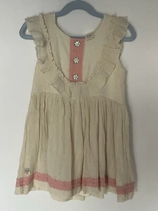 Girls Wild Flowers Pink and Beige Knit Top with Star Bling EUC - Size 8 - Imagen 1 de 3