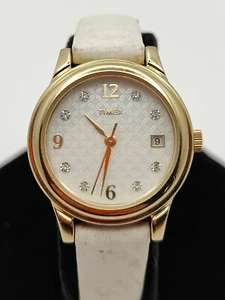 Timex White Dial Ladies Date Watch With Crystal Indices - Picture 1 of 8
