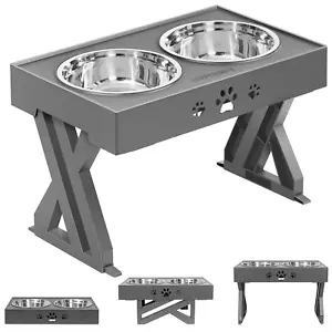 URPOWER Elevated Dog Bowls Adjustable Raised Bowl with 2 Stainless Steel Bowls - Picture 1 of 6