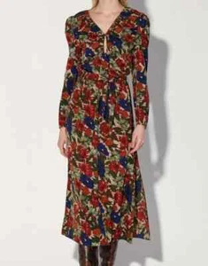 NWT WALTER BAKER Medium Viva Royal Garden Floral Puff Long Sleeve Midi Dress - Picture 1 of 4