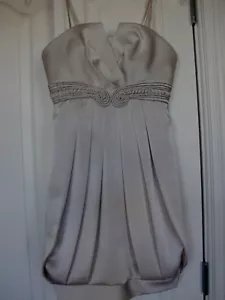NWT~BCBG~MAXAZRIA~STRAPLESS BUBBLE DRESS EMPIRE WAIST SILVER-GRAY Dress Size 2 - Picture 1 of 8