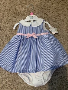 Nursery Rhyme Girls Infant Dress Size 6 Months Blue & Stripe Design NWT! - Picture 1 of 4