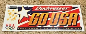 Calcomanía pegatina para ventana Budweiser Beer Go EE. UU. OLÍMPICA 10"" X 4"" promoción vintage 1996 - Imagen 1 de 4