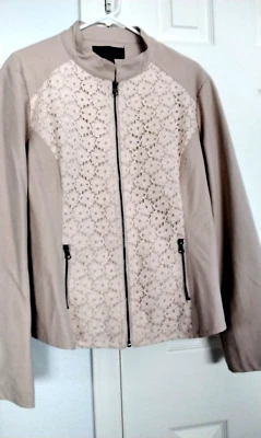 Live a Little Chaqueta Moto/Motero Imitación Cuero Cordones Frontales Forrados Cremallera Frontal Rosa XL Foto 1 de 4