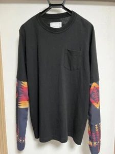 sacai×PENDLETON Long T-shirt cotton Black size L used From JP 2503SM - Picture 1 of 5