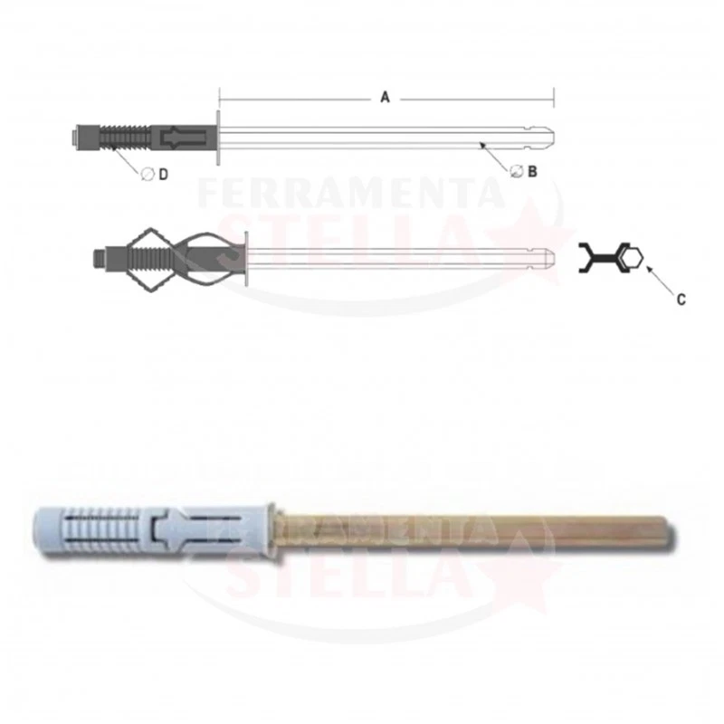 REGGIMENSOLA MENSOLA A SCOMPARSA - MM 10 X 145 CON TASSELLO A PRESSIONE - Immagine 1 di 1