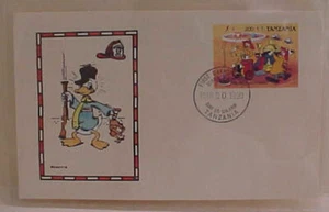 US  DISNEY TANZANIA FDC 1990 DONALD DUCK HUNTING CACHET - Picture 1 of 1