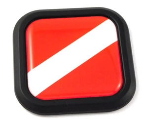 Diver Dive flag Square Black rim Emblem Car 3D Decal Badge Bumper 2" - Imagen 1 de 7