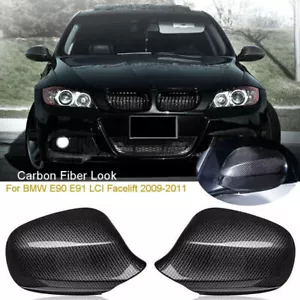 For BMW E90 E92 LCI 328i 335i Carbon Fiber M3 Style Mirror Cover Caps 2009- 2011 - Bild 1 von 6