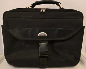 SAMSONITE EXPANDABLE BRIEFCASE COMPUTER BAG BLACK MULTI COMPARTMENTS ZIPPED - Picture 1 of 11