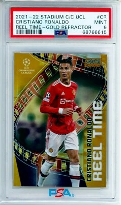 2021-22 Cristiano Ronaldo Topps Stadium Club Chrome Reel Time Gold 32/50 PSA 9 - Image 1 of 3