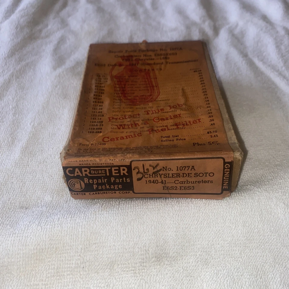 1940 -1941 Chrysler Carburetor Rebuild Kit Genuine N O S  - Image 1 of 4