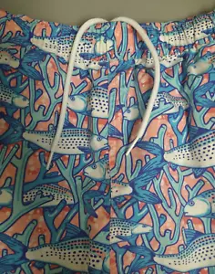 Herren rosa blau Weinreben Badehose KLEIN lachsfarben Netz gefüttert Strand Resort - Bild 1 von 7