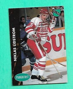 (1) NICKLAS LIDSTROM 1991-92 PARKHURST FRENCH # 37 WINGS  ROOKIE NM+ (W2264)  