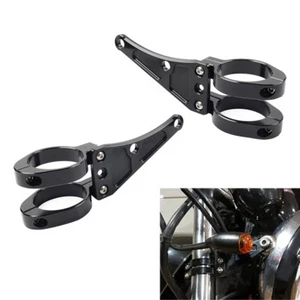 49MM Motorrad Scheinwerfer Halterung Clamp Gabel Rohr Halter Für Harley Schwarz - Picture 1 of 11