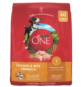 Purina ONE Dry Dog Food, Natural High Protein with Real Chicken & Rice, 40 lb - Picture 1 of 8