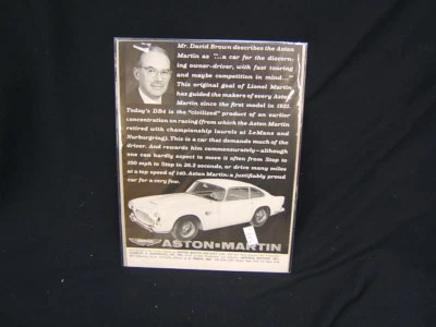 Cita publicitaria Aston-Martin Sr. David Brown f/s en muy buena condición Foto 1 de 3