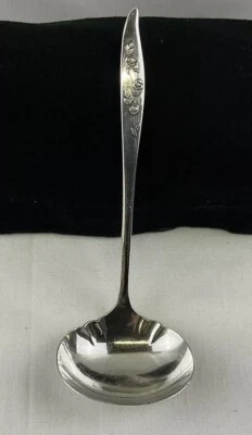 Molho de flores florais vintage Oneida concha de molho de prata esterlina herança 4,75 pol - Imagem 1 de 4