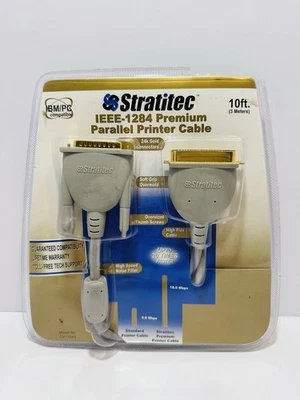 Stratitec Premium IEEE-1284 Parallel Printer Cable 24kt Gold Connectors-10 ft - Image 1 of 2