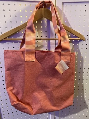 Yankee Candle NWT Spring Tote Bag Purse Handbag Rose Striped Handles - Image 1 of 4