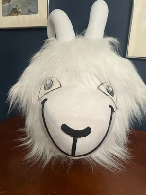 ADULT GOAT RAM SHEEP ANIMAL MOUTH COSTUME OVER THE HEAD MASK HORNS WHITE - Image 1 of 4