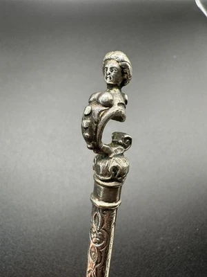 Antique Figural Silverplate Serving Fork Woman Bust & Mustached Man c.1880–1900 - Image 1 of 4