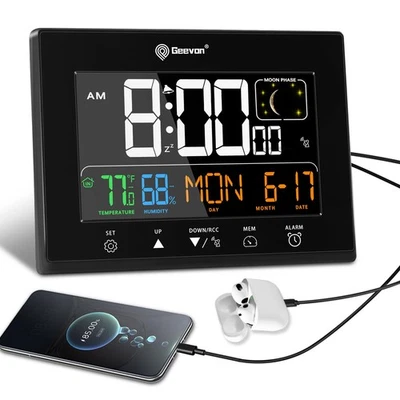 Digital Atomic Alarm Clocks for Bedrooms, Color VA Display Atomic Clock with ... - Image 1 of 4