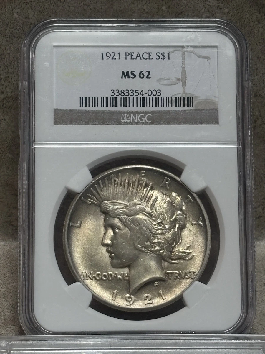 1921 Year Grade MS 62 NGC Certified Peace Dollars (1921-1935) for