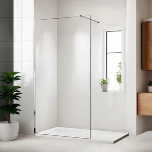 iBath Walk In Shower Screen With Non-Slip Shower Tray Free Waste Easy Clean - Picture 1 of 10