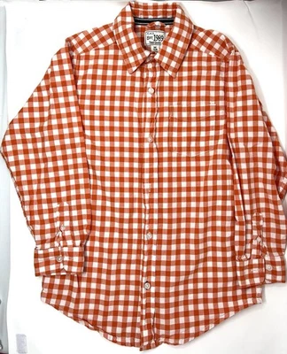 CHILDREN'S PLACE Boys Size 7/8M White/Orange Plaid Long Sleeve Button Up Shirt - Image 1 of 4