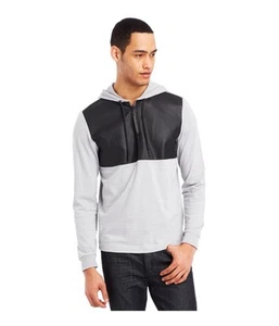 Kenneth Cole Mens Faux-Leather Hoodie Sweatshirt - Picture 1 of 1
