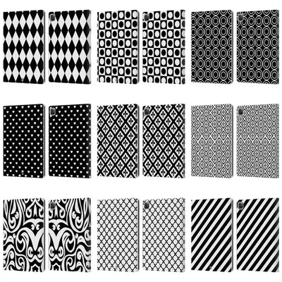 FUNDA LIBRO HEAD CASE DESIGNS PATRONES BLANCO Y NEGRO CUERO PARA APPLE iPAD Foto 1 de 4