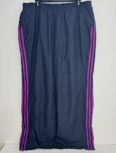 Adidas Trainingshose Damen drei Streifen weites Bein Reißverschluss Beine gefüttert Netz XL - Bild 1 von 8