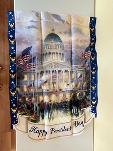 Thomas Kinkade Capitol Building Garden Flag Happy Presidents Day EXC - Picture 1 of 6