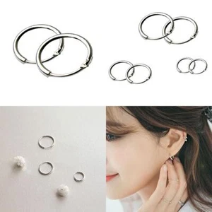 Round Hoops Earrings 3 Pairs 8mm - 12mm Hoop Sleeper Hoops / Sleepers / Earring - Picture 1 of 9