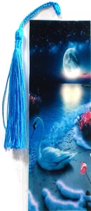 NIGHT SWAM BEACH/MOON/LAKE/BEACH/OCEAN/BIRD/ UNIQUE EXQUISITE LAMINATED BOOKMARK - Imagen 1 de 1