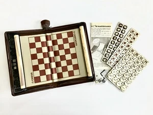 Vintage 15 Games in One Travel Set Magnetic Roll Board Zip Case Globe Master New - Picture 1 of 9