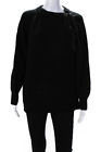 Hatch Womens Pullover Lace Up Shoulder Crew Neck Sweater Black Size Small