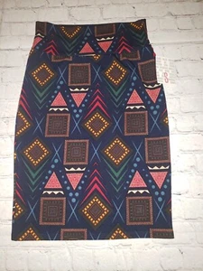 Neu mit Etikett Lularoe Cassie Bleistiftrock schwarz bunt geometrisches Muster Damengröße Small - Bild 1 von 4