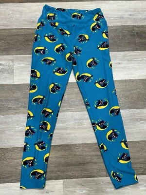 LulaRoe Leggings One Size Teal Blue Halloween Black Cat Moon Rare HTF VGC! - Image 1 of 4