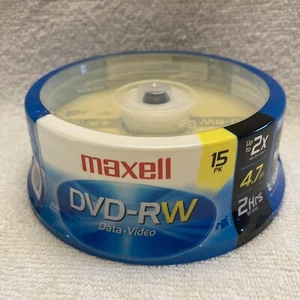 Maxell 635117 DVD-RW DVD Rewritable DVD Discs 4.7GB 2X 120 Min Spindle 15 Pack - Picture 1 of 5