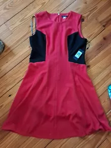 Tommy Hilfiger Woman's Sleeveless Red Dress Navy Trim Size 14 - Picture 1 of 3