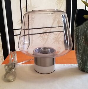 MCM Style Smokey Grey Desk/Bedside/Boudoir Lamp with Stone Base