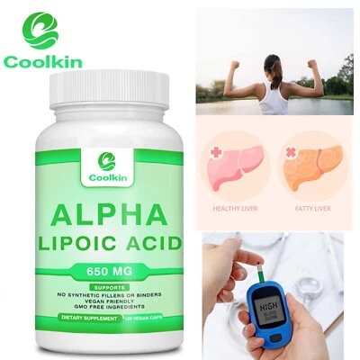 COOLKIN 120pcs Alpha Lipoic Acid 650mg - Blood Sugar Balance, Skin Aging, Weight Loss